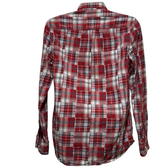 Lucky Brand Red Madras Plaid Western Flannel Button Up Shirt Mens Medium - Picture 4 of 11